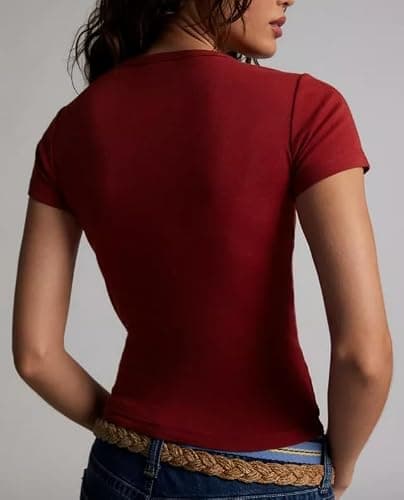Retro Graphic Baby Tees Women Y2K Short Sleeve Crewneck Vintage Aesthetic Crop Tops Teen Girls Summer Slim Shirts thumbnail 5