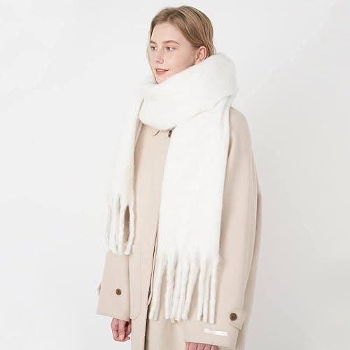 OUNIYA Large Chunky Scarf Oversized Fluffy Scarves Blanket Big Wool Thick Winter Warm thumbnail 2