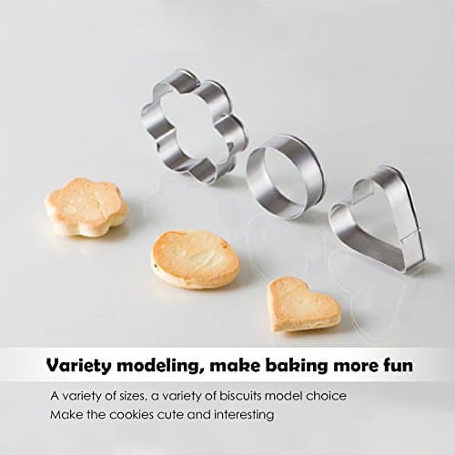 Metal Cookie Cutters Set - Star Cookie Cutter Stainless Steel Round Biscuit Cutter Heart Small Star Cookie Cutters Mini Flower Molds Cutter for Baking (20 Round Heart Flower Star Cookie Cutters) thumbnail 8