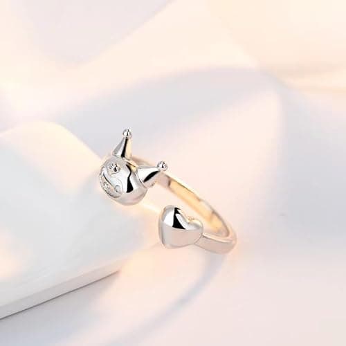 Yuoos Kawaii Pearl Necklace Set Stainless Steel Adjustable Open Silver KT Y2K Finger Ring Gyaru Anime Stunning Bracelets 90s Chain Necklace for Women thumbnail 2
