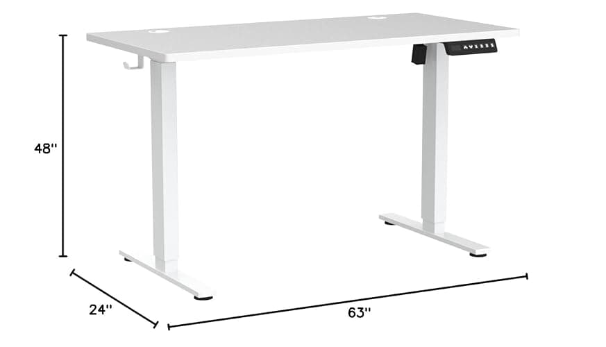 SMUG Standing Desk, Adjustable Height Electric Sit Stand Up Down Computer Table, 63x24 Inch Ergonomic Rising Desks for Work Office Home, Modern Lift Motorized Gaming Desktop Workstation, White thumbnail 3
