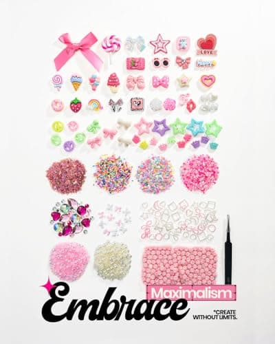 DoDoBeads 1430 Pcs Junk Phone Case Decoration Kit, Charms for Customizing Cases, Kawaii Bow, Letter Beads, Nail Accessories, Flatback Pearls, Rhinestones, Cute Aesthetic Decor for Personalization thumbnail 6
