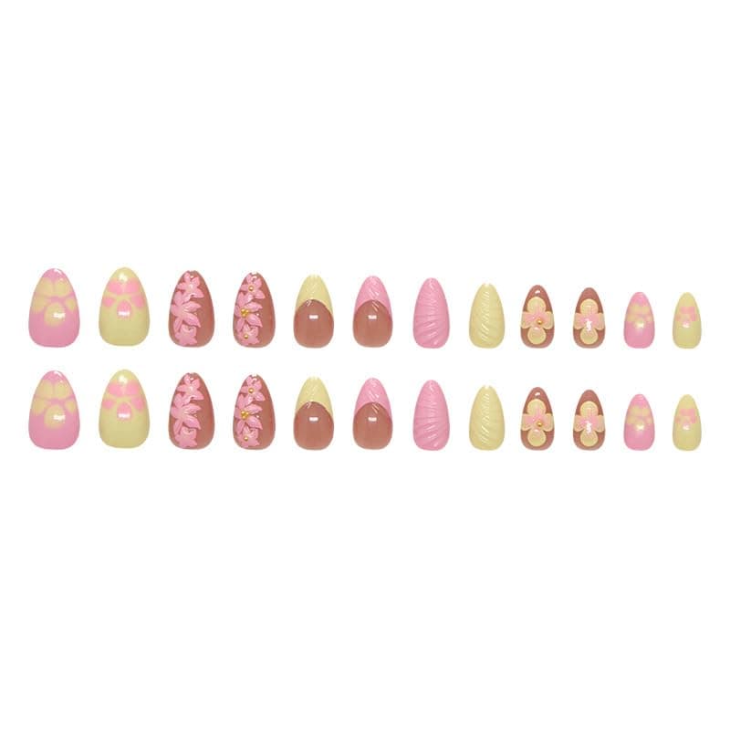 Press on Nails, 3D Summer Frost Ombre Nails - Icy Flower Gradient, Artificial Nails for Women and Girls -24 pcs thumbnail 5