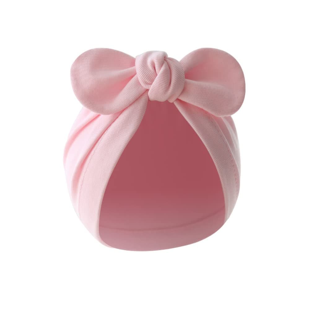 4PCS Newborn Baby Bow Knot Turban Hat Infant Toddler Hospital Hat Cotton Head Wrap Beanie Cap - Beige+pink+white+grey thumbnail 3