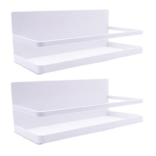 ELESEI Magnetic Spice Rack Refrigerator Side Magnetic Spice Rack Kitchen Magnetic Shelf Magnetic Fridge Shelf Perfect Space Saver for Kitchen/Apartment 2 Pack (White) - Image 1