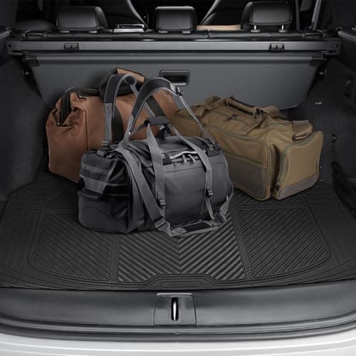 CAR PASS Heavy Duty Rubber Car Mats with Cargo Liner, Deep-Dish Car Floor Mats and Trunk Mat All Weather, Universal Trim-to-Fit for SUVs Trucks Sedans, Waterproof Anti-Slip, Trimmable V12 Black thumbnail 6