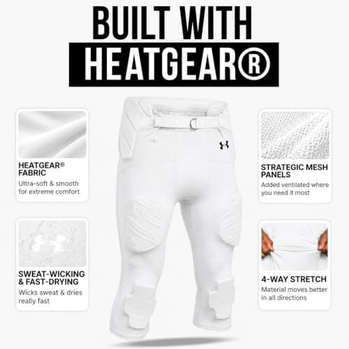 Under Armour Gameday Armour Integrated Football Pant Youth, White, X-Large thumbnail 4