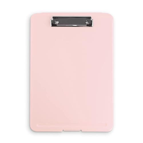 Clipboard with Storage Slim Folding for Nursing, Teachers, Coaches & Office, Plastic Heavy Duty with Pen Holder (9.5” x 13.5”) (Light Pink) thumbnail 4