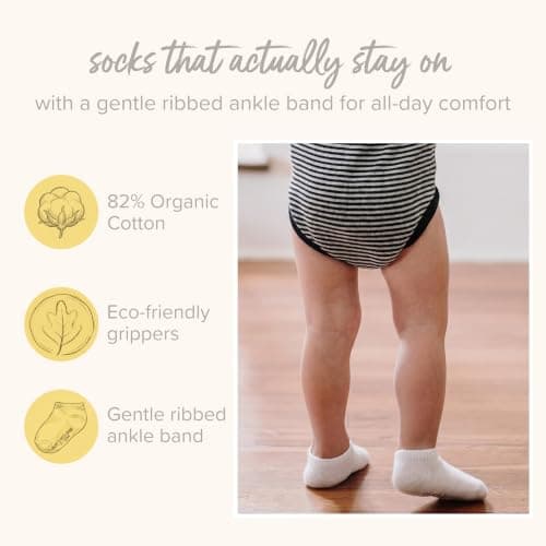 Burt’s Bees Baby Baby Girls' Ankle Socks with Non-Slip Grips, Organic Soft Cotton Toddler Socks Baby Essential, 6-Pack thumbnail 4