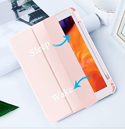 SIWENGDE Cases for iPad Pro 12.9 Case 6th/5th/4th Generation (2022/2021/2020) with Pencil Holder [Apple Pencil Wireless Charging] Soft TPU Smart Tri-fold Stand Protective Cover(Pink) thumbnail 3