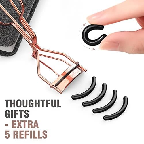 Eyelash Curler with Comb, Professional Volumizing Lash Lift Kit Lash Curler with Refill Pads for Home & Travel Uses, Rose Gold thumbnail 6