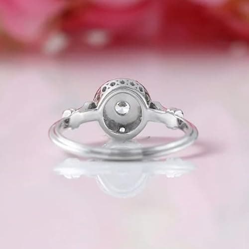 1 Ct Round Cut Diamond Vintage Art Deco Star Shape Edwardian Engagement Rings For Women 14K White Gold Plated 925 Sterling Silver Handcrafted Openwork Anniversary Ring Customized Jewelry Gift For Her thumbnail 4