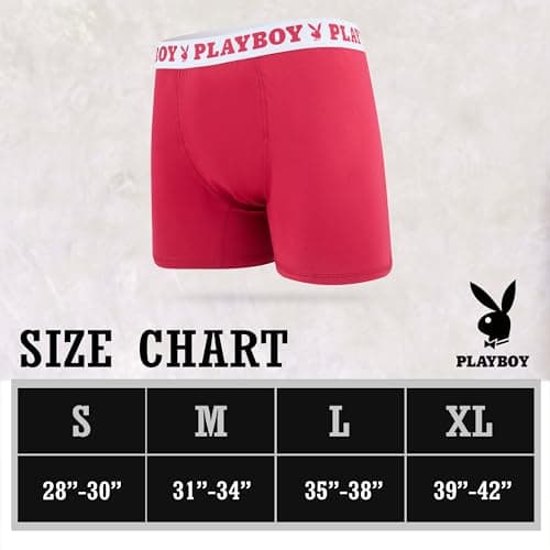 Playboy Mens Underwear 4 Pack Boxers for Men Gifts for Men Boxer Briefs - Large - Grey,blk,wht, Red thumbnail 6