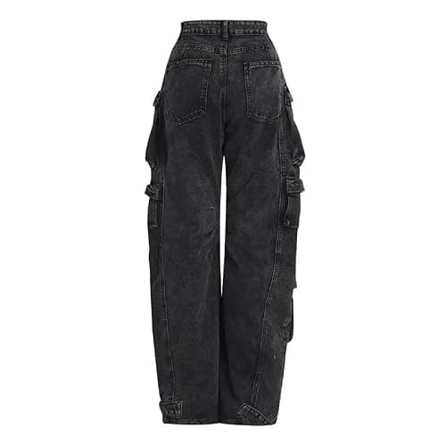 Women's Cargo Pants Y2K Clothing Multi-Pocket Relaxed Fit Jeans Grunge Clothes Alt Emo Hip Streetwear thumbnail 4
