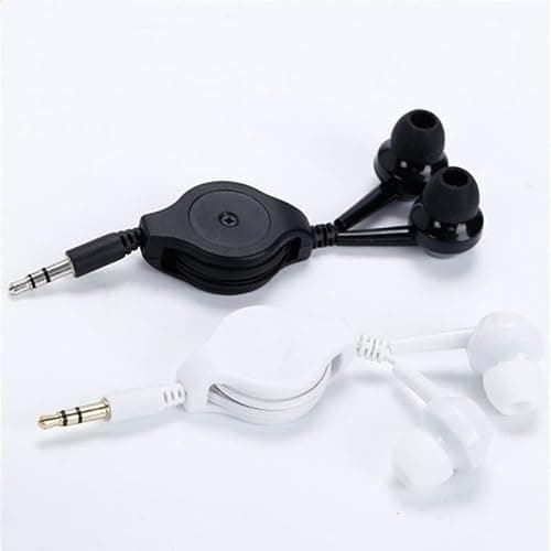 ThtRht 2 Pack Retractable Earbuds Wired Earphone Portable 3.5mm Plug Stereo in-Ear Headphone Wiring Ear Buds for Computer PC Tablet Phone Airplane Airline Flight Fly Trip Plane Laptop MP3 Player thumbnail 4