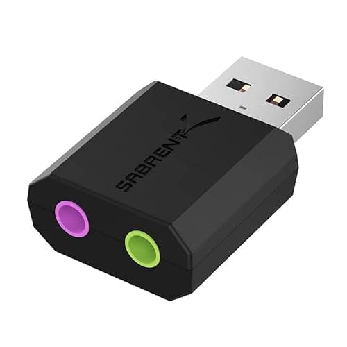 SABRENT USB to AUX Adapter, External USB Sound Card with 3.5mm Jack for Headphones & Mic, Plug & Play Stereo Converter for PC, Mac, PS5, Steam Deck, Laptop (AU-MMSA) - Image 1