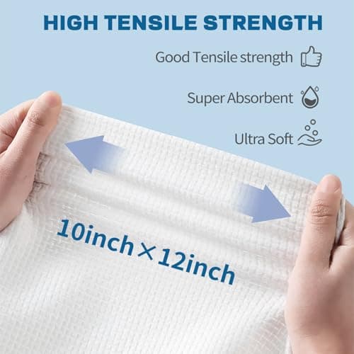 Disposable Face Towel XL, 10"×12" Biodegradable Face Towels, Super Soft & Thick Face Wipes, Makeup Remover Wipes, Clean Facial Cloths for Sensitive Skin, 50 Count Value Pack thumbnail 2