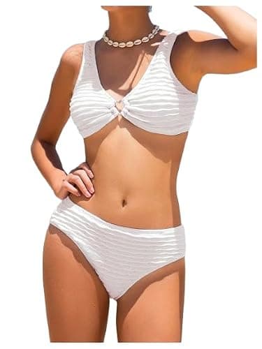 SOLY HUX Girl's V Neck Ring Linked Bikini Sets Bathing Suits Two Piece Swimsuit - Image 1