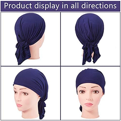 4 Pieces Slip-On Pre-Tied Head Scarves Women Headwear Turban Beanie Caps Head Wrap Headscarf for Women thumbnail 4