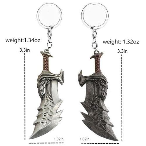 GOW Blades of Chaos Keychain Set - Leviathan Axe & Thor Mjolnir Hammer Chain - Cosplay Gifts for Men Women and Game Fans (THE BLADES OF CHAOS Set) thumbnail 3