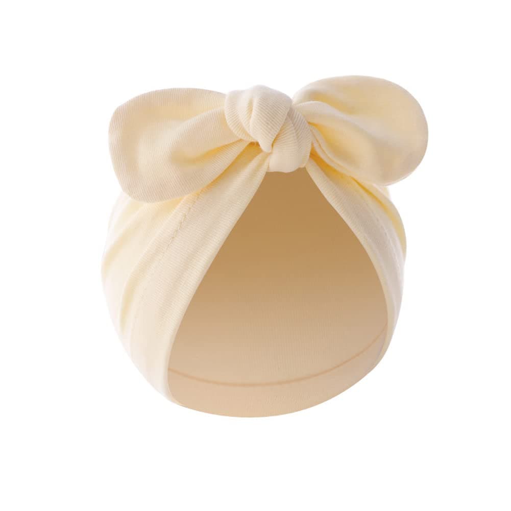 4PCS Newborn Baby Bow Knot Turban Hat Infant Toddler Hospital Hat Cotton Head Wrap Beanie Cap - Beige+pink+white+grey thumbnail 2
