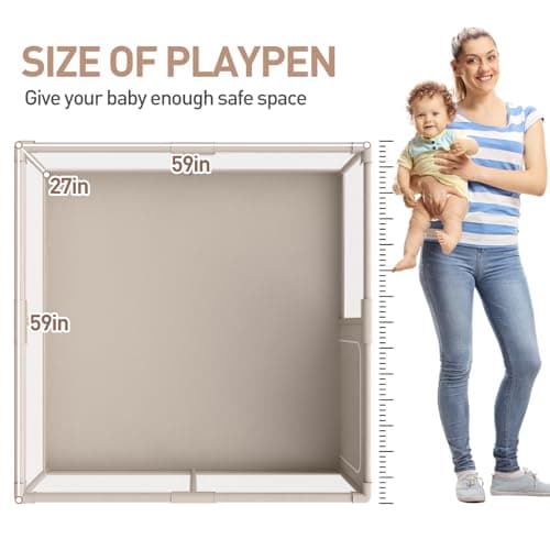Baby Playpen, Playpen for Babies and Toddlers, Extra Large Playpen, Play pens for Babies and Toddlers (59 * 59inch playpen Without mat) - 59*59inch playpen without mat thumbnail 2