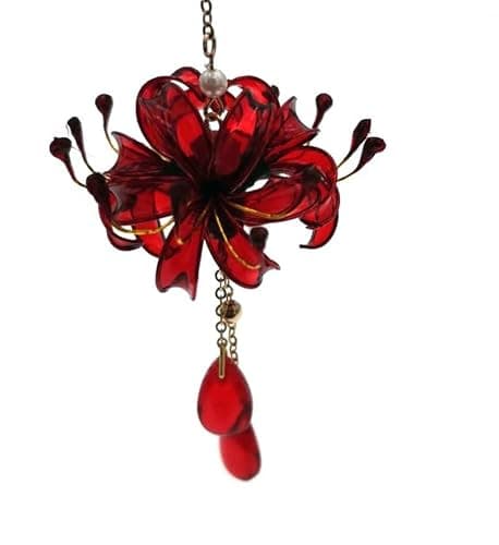 MIAO WU 1Pair Handmade Women Lycoris radiata Flower Earring, Ancient Hanfu Kimono Jewelry Eardrop,Artificial Ear Dangle Drop for Bridal Wedding Party Cosplay Decorations thumbnail 9