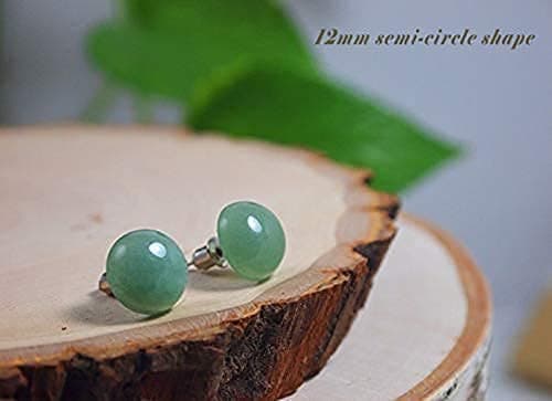Jade Earrings Studs for Women Genuine – Flat Back - Earring Post - 12mm – Sage Light Green - Hypoallergenic- Handmade - Real Green Jade Jewelry for Women & Men - Gifts for Anniversary - Graduation - Back to School - Teacher Appreciation - Mens Birthstone Birthday Gift thumbnail 7