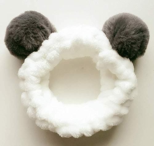 Huachi Headbands Women Washing Face Makeup Girls Baby Cute Elastic Facial Hair Bands Korean Beauty Products Spa Shower Yoga Headwrap Costume Hair Accessories, Animal Panda Ears - Grey thumbnail 5