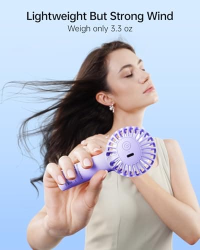SWEETFULL Mini Portable Fan - Rechargeable Handheld Fan, 3 Speeds Personal Small Hand Gifts for Travel Essentials, Lash, Makeup, Eyelash, Kids, Girls, Women - USB, Cute Design Purple thumbnail 5