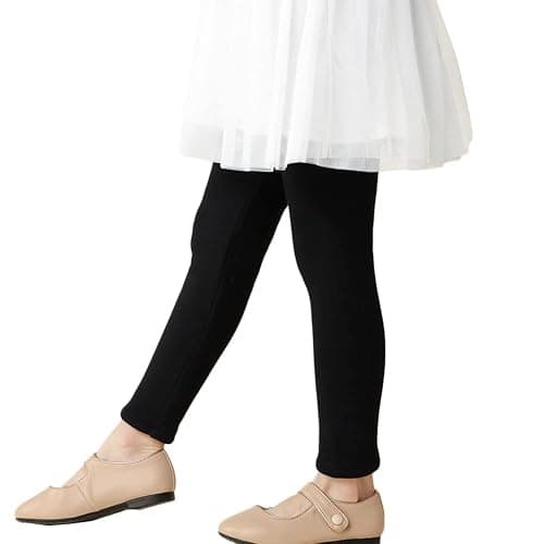 Looching Baby Toddler Girls Winter Fleece Lined Leggings Warm Full Length Pants Basic Cotton Thick Tights 1 Pack thumbnail 4