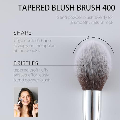ENERGY Blush Brush for Makeup Cheeks Tapered Highlighter Face Makeup Brush For Loose,Cream,Minerals or Pressed Blusher Contour Bronzer Setting Powders Fluffy Large Powder Brush Vegan Synthetic Black thumbnail 2