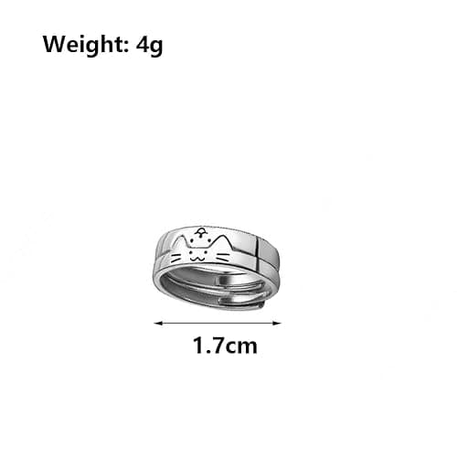 Uarein Cat Dog Couple Ring for Women Men Silver Animal Friendship Matching Ring Cute Puppy Kitten Statement Ring Minimalist Party Valentine's Day Jewelry Gift thumbnail 3