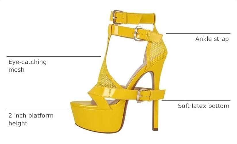 onlymakerheels Women's High Stiletto Heels Platform Mesh Buckle Open Toe Ankle Strap Dress Shoes Sandals thumbnail 3