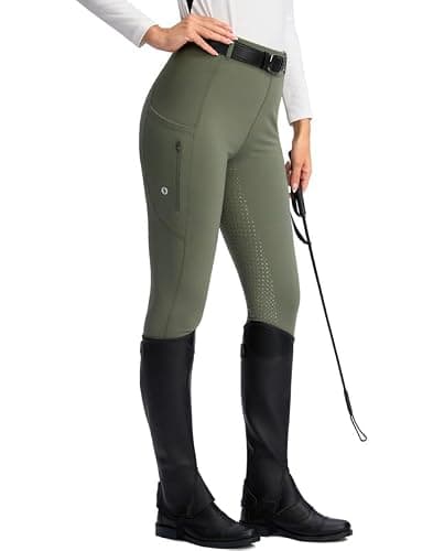 SANTINY Women's Horse Riding Pants Zipper Pockets Silicone Full-Seat Breeches Equestrian Schooling Tights for Women - Image 1