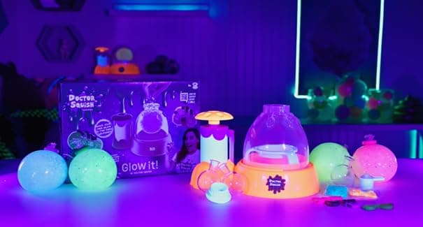 Doctor Squish Squishy Maker Station Neon | DIY Make Your Own Glow in The Dark Squishies Kit | All Inclusive with Glowing Sparkles & Slime Powder | Ages 8 & Up thumbnail 2
