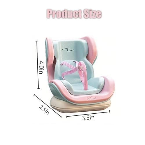 Mini Car Seat for Lubububu & 17cm Plush Dolls, Cute Air Vent Clip Car Ornament & Desktop Display Stand, Kawaii Miniature Doll Furniture Accessories for Vehicle Dashboard (Pink and Blue) thumbnail 2