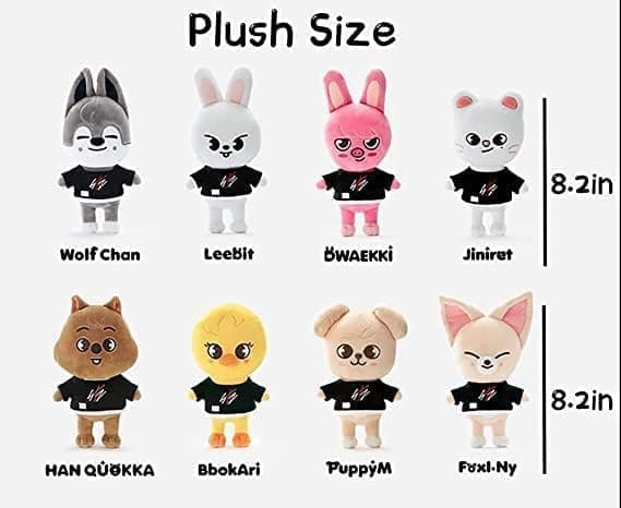 NA SKZOO Plush Toy Stray Kids Plush Doll, Cute Cartoon Anime Stuffed Animal Toy, Wolf Chan/Leebit/DWAEKKI/Jiniret/HAN QUOKKA/BbokAri/PuppyM/Foxl.Ny Plush Doll (BbokAri) thumbnail 2