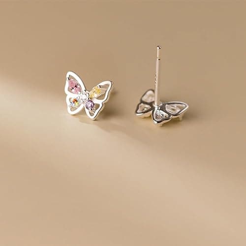 Pargleev Cute Butterfly Stud Earrings Sterling Silver 925 Dainty Cubic Zriconia Crystal Studs Gifts for Women Girls thumbnail 7