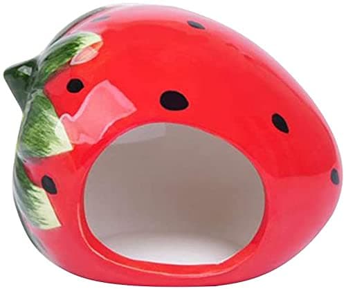 Cool Hamster House Hideout Suitable for Hamsters Less Than 4 inches 10 cm in Length Ceramics Strawberry Shape Bed Cute Small Animal Pet Squirrel Hedgehog Chinchilla Nest Hamster Cage Accessories thumbnail 7