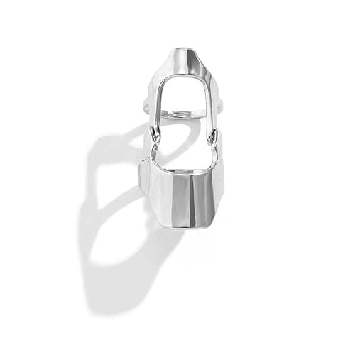 LARVOVUE Gothic Armor Full Joint Ring for Men Women Punk Cool Cosplay Party Knuckle Joint Finger Rings (Silver 2 Style) - Image 1