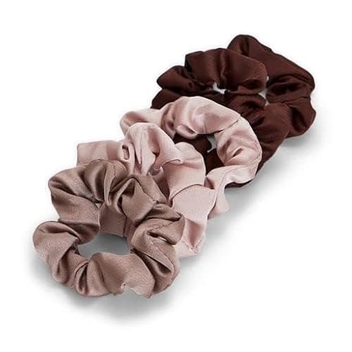 Kitsch Satin Scrunchies for Women - No Crease Hair Ties for Girls | Scrunchies For All Hair Types and Textures, Perfect for Day or Night - 5 Pcs, Cameo - Cameo thumbnail 8