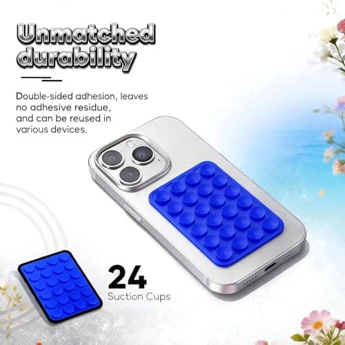 Blue Octo budy Silicone Suction Phone Case Detachable Mount, Double Sided Suction Phone Holder TikTok Items for iPhone & Android, Sticky Phone Grip Hands-Free Accessories for Selfies & Videos thumbnail 4