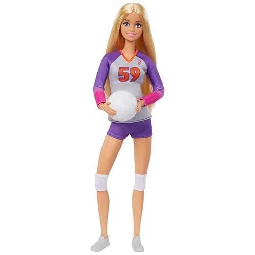 Barbie Careers Fashion Doll & Accessory, Made to Move Volleyball Player Wearing Removable Uniform with Ball, 22 Bendable Joints thumbnail 5