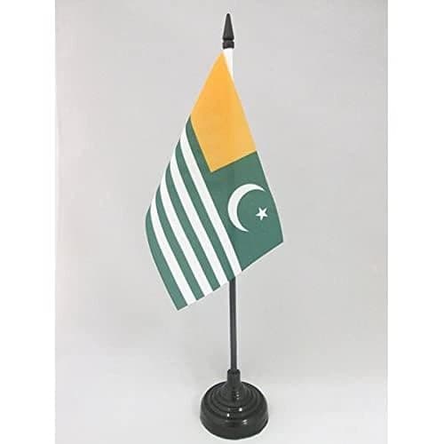 Azad Kashmir Table Flag 4'' x 6'' - AJK Free Kashmir Desk Flag 15 x 10 cm - Black plastic stick and base - AZ FLAG - Image 1
