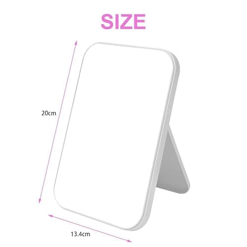 OSDUE 20*13.4cm Makeup Mirror, Foldable Desktop Vanity Mirror Portable Rectangular Makeup Travel Mirror with Stand, Desktop Vanity Mirror for Office Desk,Vanity Table, Travel, Camping (Large - Beige) thumbnail 3