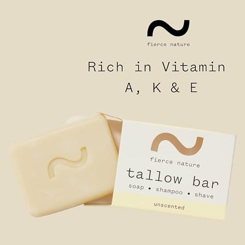 fierce nature Multi-Use Pure Tallow Bar | Organic & Natural Moisturising Bar for Face, Body, Hands & Hair | Non-Toxic Skincare Essential (Unscented) thumbnail 4