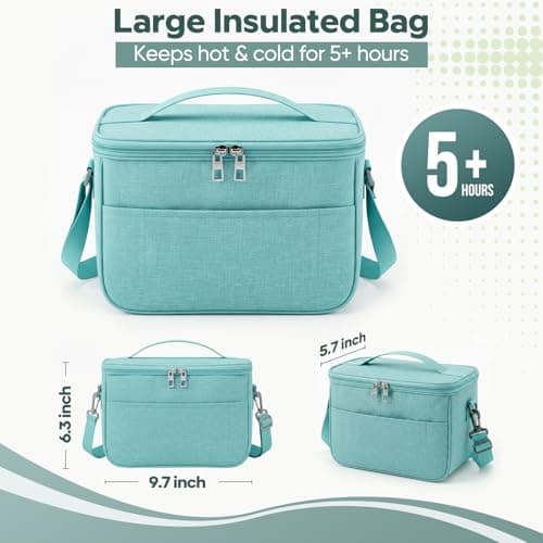 HOMETALL Bento Box Adult with Insulated Lunch Bag - 3 Stackable Leak-Proof Lunch Box Containers for Women & Men - BPA Free Lunchbox with Utensil Set (Spoon, Knife, Fork) for Work, Picnic, Dining Out thumbnail 5