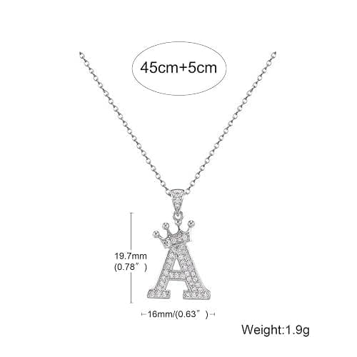 BELUCKIN Crown A-Z Initial Necklace Silver Plated Sparkling Crystal Monogram Letters Pendant Necklaces for Women Alphabet Name Jewelry Gift thumbnail 5
