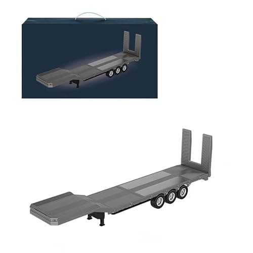 URFunModel 1/18 Semi-Trailer Flatbed for 1/18 770S Heavy Duty Tractor Truck, RC Semi-Truck Flatbed Remote Control Construction Vehicle Model Accessories, Toy Gift for Adults - Image 1